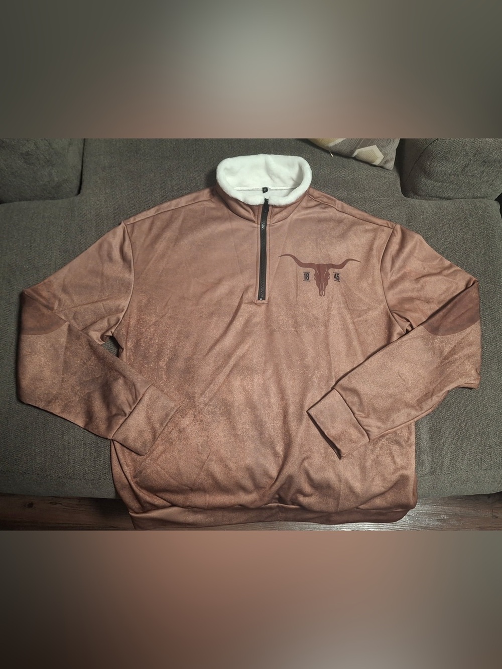 Men's Longhorn Quarter-Zip Pullover Jacket - Brown
